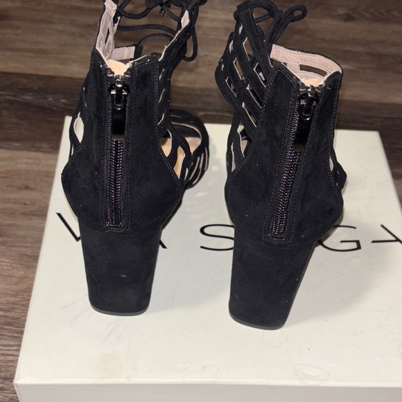 Franco Sarto Black and Tan Strappy Sandals - Picture 7 of 15